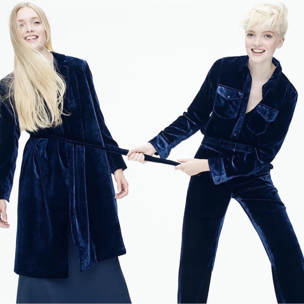 J. Crew Navy Blue Velvet Teddy Jacket